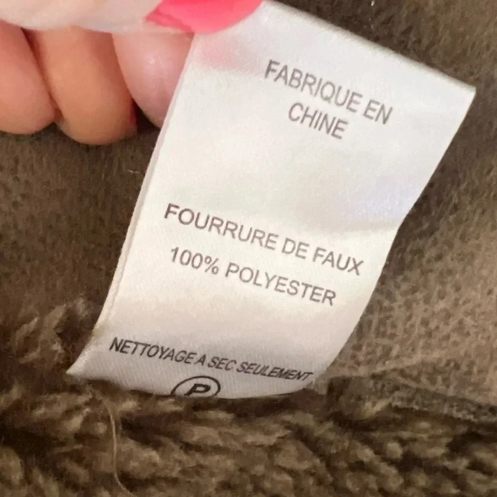 Velvet Taupe Faux Leather Vest Womens Open Front Pockets Faux Fur - Picture 6 of 9